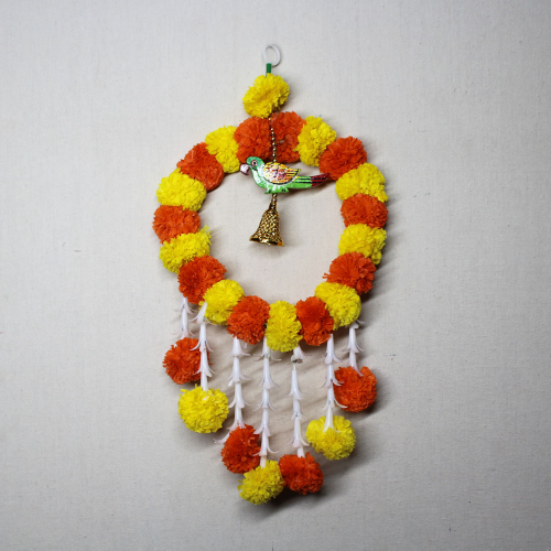 Marigold Round Popat Latkan Large | Wall Hanging Latkan | Door Latkan | Toran Latkan | For Diwali, Party, House Warming etc