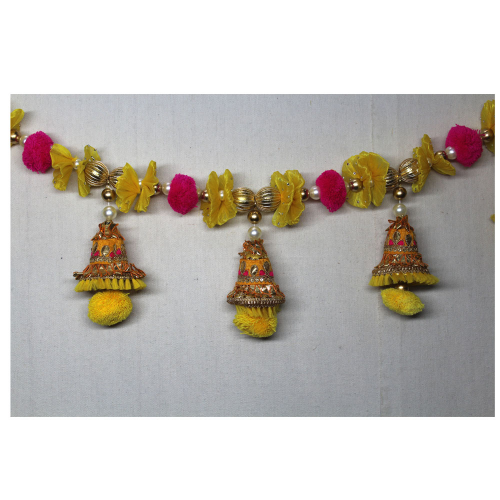 Bell Toran with Wool Pom Pom Balls and Beads | Ghanti Toran | Diwali Special Toran | Diwali Entrance Decoration | For Diwali, Party, House Warming etc