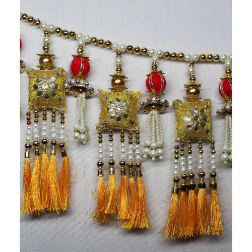 Golden Beads & Tassel Toran for Main Door Online | Door Hanging Toran Online | For Diwali entrance decoration, Party, House Warming etc