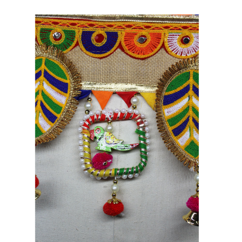 Colourful Jute Paan & Parrot Toran for Main Door Online | Door Hanging Toran Online | For Diwali entrance decoration, Party, House Warming etc