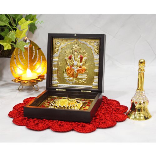 Gold Plated Small Orange Dhoti Bappa with Box