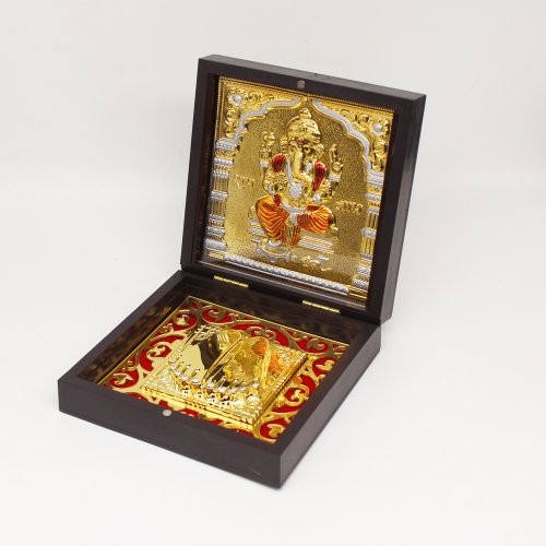 Gold Plated Small Orange Dhoti Bappa with Box