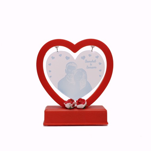 Heart Shape Plaque With LED Lights | Customised LED Photoframe with Personalized Photo Frames For Home & Bedroom Decorative Light Frame Set