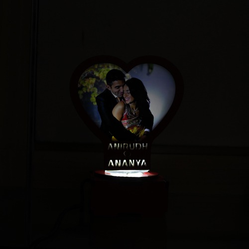 Red LED Rotating lamp | Customised LED Photo frame with Personalised Photo Frames for Home & Bedroom Decorative Light Frame Set