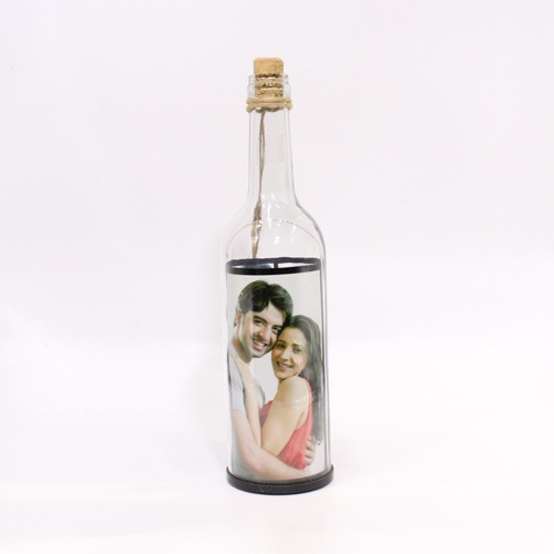 Memonto Bottle with LED Light | Customised LED Photo frame with Personalised Bottle Photo Frames for Home & Bedroom Decorative Light Bottle Frame Set