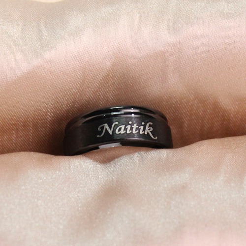 Black Shine Men's Finger Ring | Metal Name Ring Customise Your Ring For Boys