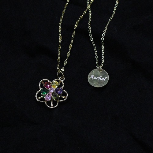 Ladies Chain Pendant With Multi Colour Flower Locket | Gift For Women | Locket For Women | Pendant